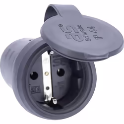AS Schwabe 60417 Fiche électrique femelle avec terre Tout caoutchouc 230 V noir IP44