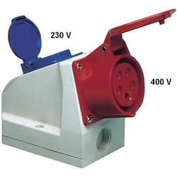 Prise de courant combinée - as - Schwabe - 5x16A 400V - 1 x 230V - prise antichoc