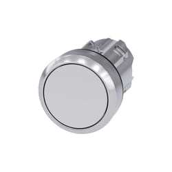 Siemens - 3SU10500AB600AA0 3SU1050-0AB60-0AA0 Bouton-poussoir collerette métal, finition brillante, actionneur plat blanc