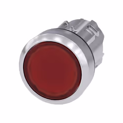 description Illuminated pushbutton, 22 mm, round, metal, shiny, red, pushbutton, flat, momentary contact type Illuminated pus ...