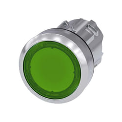 3SU10510AB400AA0 3SU1051-0AB40-0AA0 Bouton-poussoir lumineux à rappel actionneur plat, collerette métal, finition brillante vert 1 pc(s) Y401361