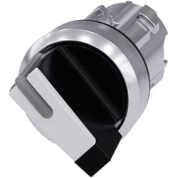 Siemens - 3SU10522BF600AA0 3SU1052-2BF60-0AA0 Commutateur à manette collerette métal, finition brillante noir, blanc 1 x