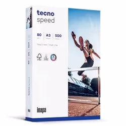 inapa-tecno tecno speed, Universel, A3 (297x420 mm), 500 feuilles, 80 g/m², Blanc, EU Ecolabel