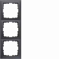 Hager Frame 3gang, Anthracite, Thermoplastique, Sans vis, Hager, Mat, IP20