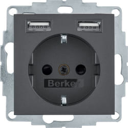 Berker 48031606 prise de courant Type F + 2 x USB A Anthracite