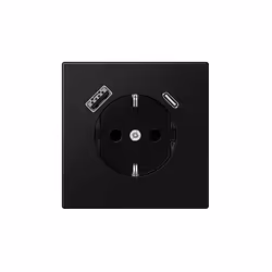 JUNG LS1520-15CASWM SCHUKO STECKDOSE MIT USB-LADEGERÄT, SERIE LS, GRAPHITSCHWARZ MATT