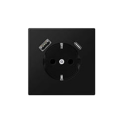 LS1520-15CASWM schuko steckdose mit usb-ladegerät, serie ls, graphitschwarz matt - Jung