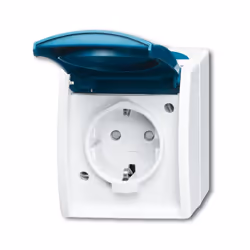 Busch-Jaeger 2083-0-0842, CEE 7/3, 2P+E, Bleu, Blanc, IP44, 250 V, 16 A