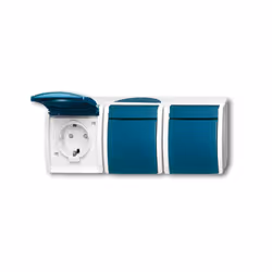 Busch-Jaeger 2300/3 EBW-53, CEE 7/3, 2P+E, Bleu, Blanc, IP44, 250 V, 16 A