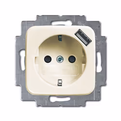 Busch-Jaeger 20 EUCBUSB-212, CEE 7/3 + USB, 2P+E, USB 2.0, Ivoire, IP20, 250 V