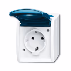 Busch-Jaeger 2083-0-0818, CEE 7/3, Bleu, Blanc, IP44, 250 V, 16 A, 74 mm