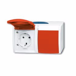 Busch-Jaeger 4011395993323, 2 x Type F, 2P+E, Rouge, Blanc, IP44, 250 V, 16 A