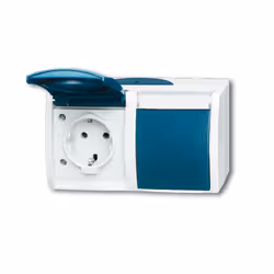 Busch-Jaeger 2084-0-0703, CEE 7/3, 2P+E, Bleu, Blanc, IP44, 250 V, 16 A