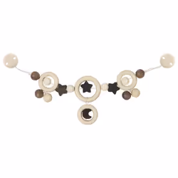 Goki Chaîne pour poussette lune et étoiles avec clips, Garçon/Fille, Bois, Marron