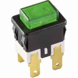 Informations techniques Connexion (composants) : cosses plates 4.8 mm Couleur boîtier/bouton : noir, vert Couleur d'éclairage ...