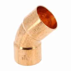 Coude 45° cuivre à souder Femelle-Femelle Ø35 Coude cuivre 45° FF à souder. Caractéristiques Ø tube ext 35