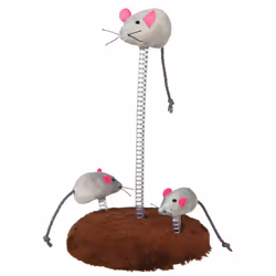 Jouet pour chat souris sur ressort spiral, en peluche, catnip Trixie (x2)