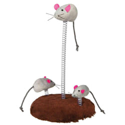 Jouet pour chat souris sur ressort spiral, en peluche, catnip Trixie (x2)
