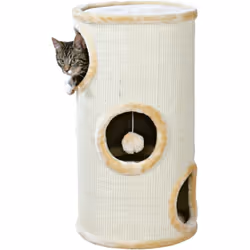 Cat Tower Samuel. pour chat. dimensions: ø37 cm x 70 cm de hauteur. couleur beige. en sisal/peluche (polyester). maison habil ...
