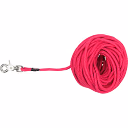 Laisse à pister, ronde.rose pour chien. Mousqueton à gâchette anti-saletés. Tissage en cordage marin. Sans dragonne. Dimensio ...
