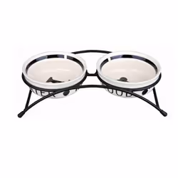 TRIXIE 24640, Chien, Grès, Noir, Blanc, Ensemble gamelles pour animaux de compagnie, Image, 0,25 L
