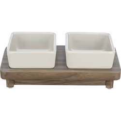 TRIXIE Set de gamelles CityStyle, en céramique/MDF, Universel, Vitrocéramique, Blanc, Ensemble gamelles pour animaux de compa ...