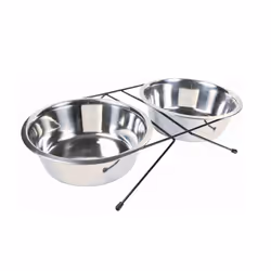 TRIXIE 24834, Chien, Acier inoxydable, Acier inoxydable, Ensemble gamelles pour animaux de compagnie, Monochromatique, 2,8 L