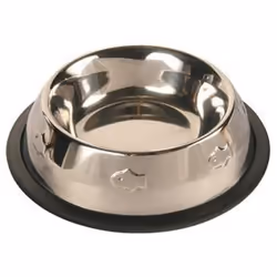 Lot de 4 gamelles pour chien en acier inoxydable/anneau caoutchouc Trixie