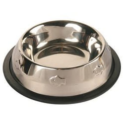 Lot de 4 gamelles pour chien en acier inoxydable/anneau caoutchouc Trixie