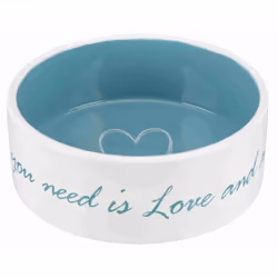 TRIXIE Ecuelle ceramique Pets Home - 0,8 L - O 16 cm - Creme et bleu clair - Pour chien