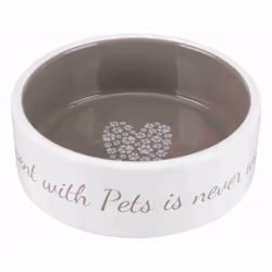 TRIXIE Ecuelle ceramique Pets Home - 0,3 L - O 12 cm - Creme et taupe - Pour chien