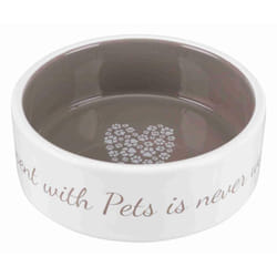 TRIXIE Ecuelle ceramique Pets Home - 0,3 L - O 12 cm - Creme et taupe - Pour chien