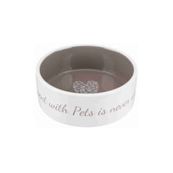 TRIXIE Ecuelle ceramique Pets Home - 0,8 L - O 16 cm - Creme et taupe - Pour chien