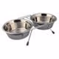 Lot de 3 de 2 gamelles pour chat anti-bruit en acier inox et métal Trixie