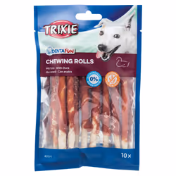 TRIXIE Denta Fun Duck Chewing Rolls, Friandises, Chien, Adulte, Canard, 80 g