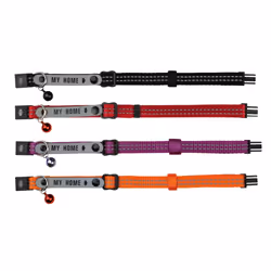 TRIXIE Collier chat avec bande adresse, Chat, Collier standard, Noir, Orange, Violet, Rouge, Nylon, Monochromatique