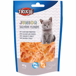 Junior Salmon Clouds. Au saumon et au poulet. Contenu : 55 % de poisson et 20 % de viande. Contient/Poids: 40 g. unior Salmon ...