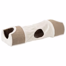 TRIXIE Tunnel à griffer, Lit de griffoir pour chat, Autonome, Marron, Gris, Peluche, Sisal, 1100 mm