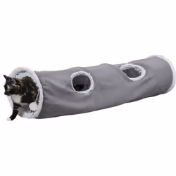 TRIXIE 43044, Chat, Tunnel, Gris, Blanc, Peluche, Polyester, Velours, 27 cm, 1160 mm