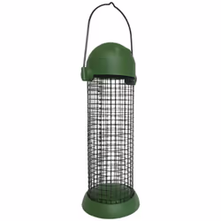 Distributeur de cacahuètes pour oiseaux facile à remplir grâce au couvercle à charnière et à la base amovible en plastique/mé ...
