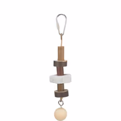 Jouet Trixie se compose d'une tige métallique durable avec des éléments en bois naturel, une pierre volcanique et une balle e ...