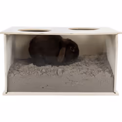 Boite à fouiner. en bois, répond à l'instinct naturel de fouiner des lapins. pratique pour l'animal grâce aux deux entrées / ...