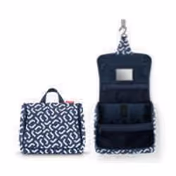 Reisenthel Toiletbag XL, Polyester, Bleu, Blanc, Motif, Fermeture éclair, 3 pochettes, 4 L