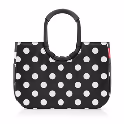 Reisenthel loopshopper L, Sac fourre-tout, Noir, Blanc, Aluminium, Motif, Motifs à pois, 25 L