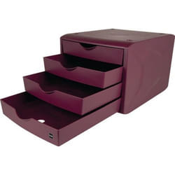 Schubladenbox m.Auszugssperre 4 Schubl.rot H215xB265xT332mm Helit
