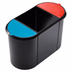 Helit Trio-System-Papierkorb, Noir, Bleu, Rouge, Panier, Monochromatique, Intérieure