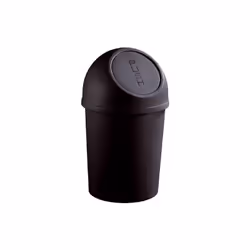helit - H2401095 Helit Poubelle à clapet Push, 6 litres, noir rond, en PP, diamètre: 216 mm, hauteur: 375 mm, couvercle amovi ...