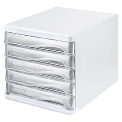Helit H6129402 bac de rangement de bureau Plastique Transparent, Blanc