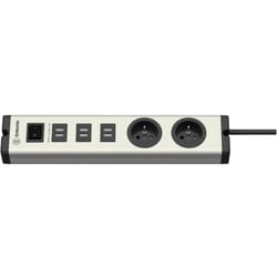 Ehmann - Bloc multiprise avec interrupteur 0601x0e02203303 aluminium, noir fiche fr 1 pc(s)