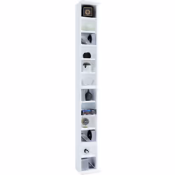VCM Morgenthaler Bigol, Etagère, Colonne, 10 étagères, Blanc, Bois, Blanc